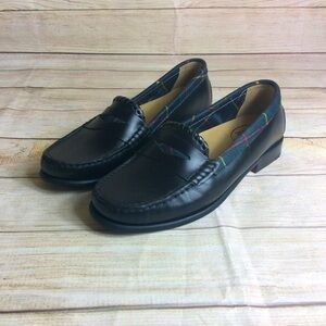 Jack Rogers Jasper black plaid Penny loafer. Size 7.5. Leather